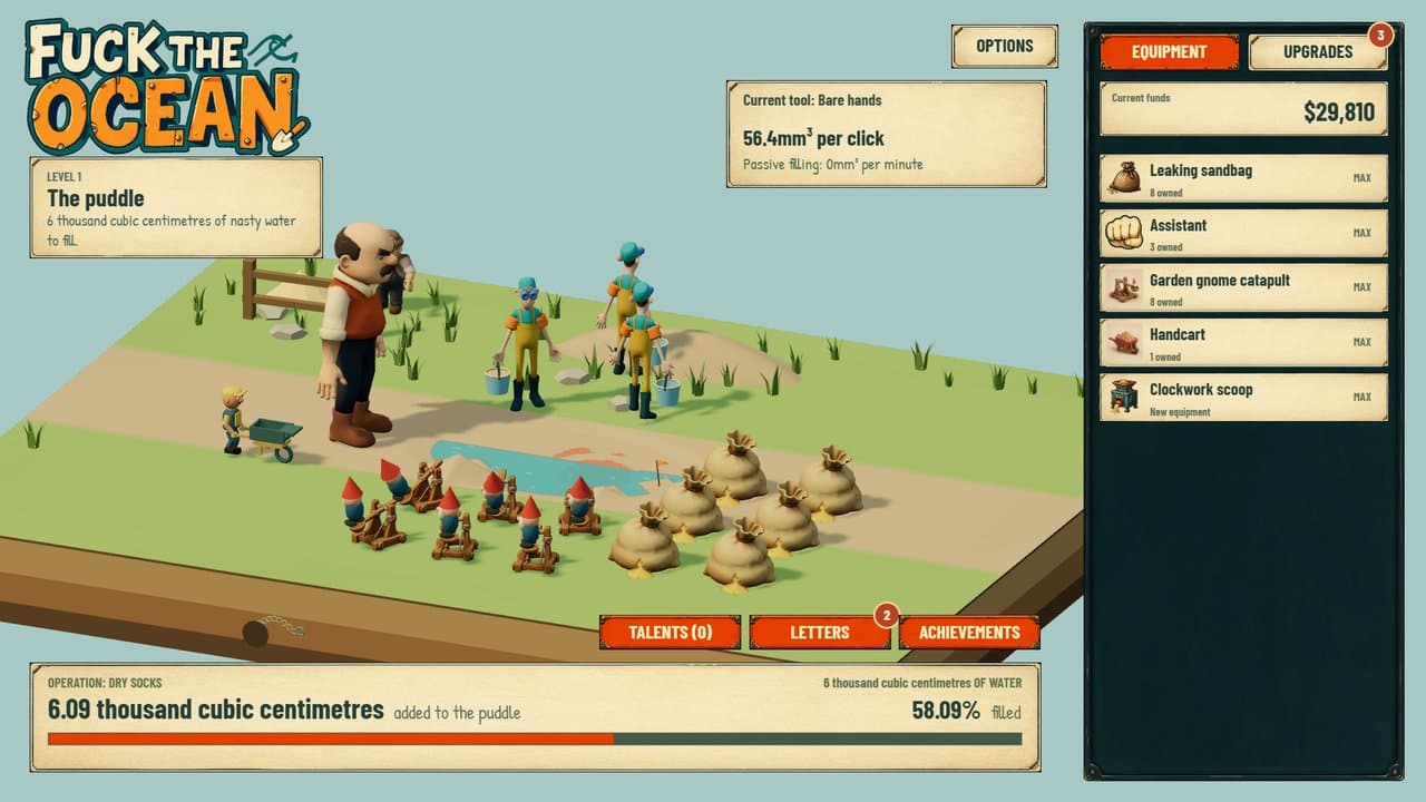 Gameplay: the first puddle, a bucket and a very small grudge